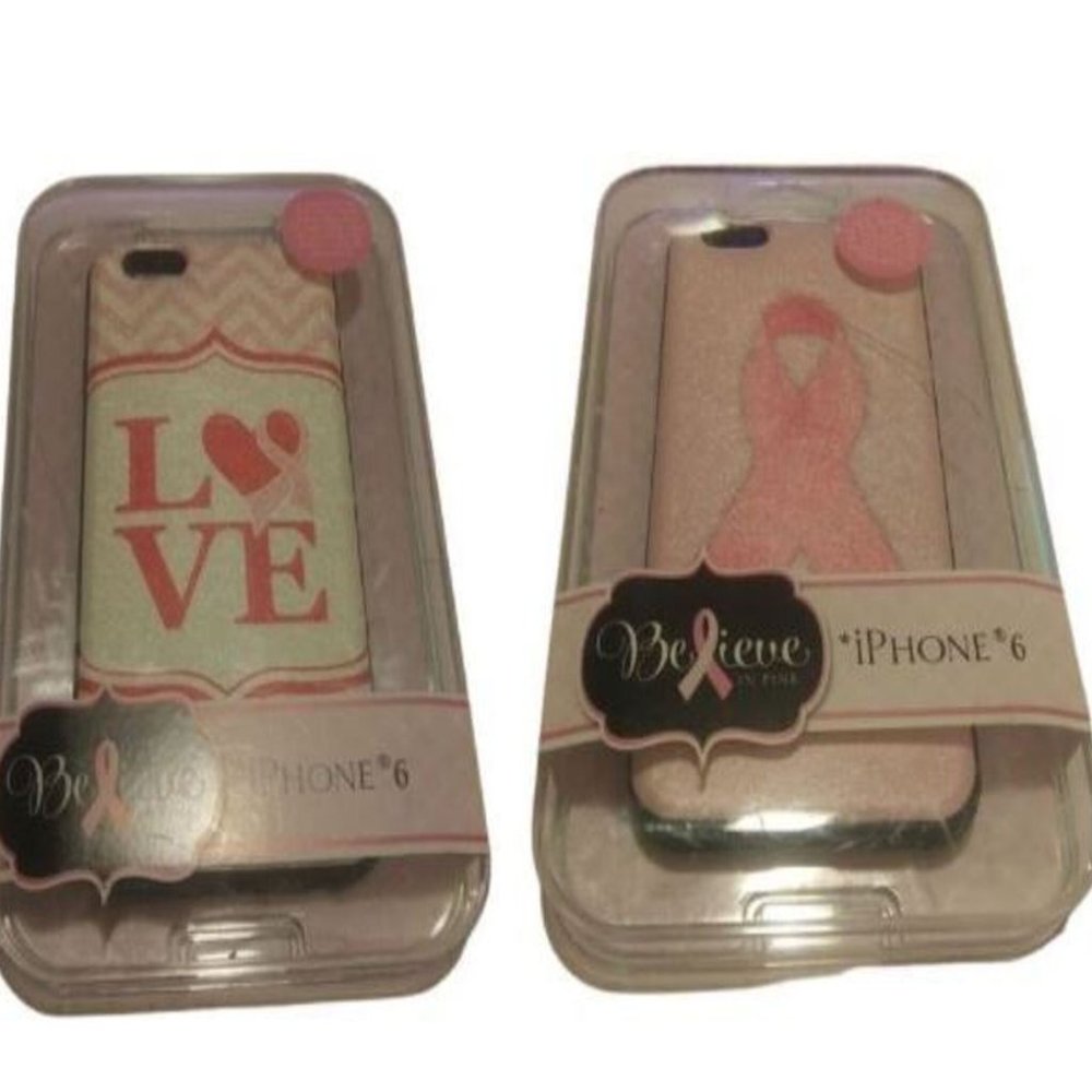 Lot of 2 Believe in Pink Breast Cancer Awareness Love IPhone 6 Cases